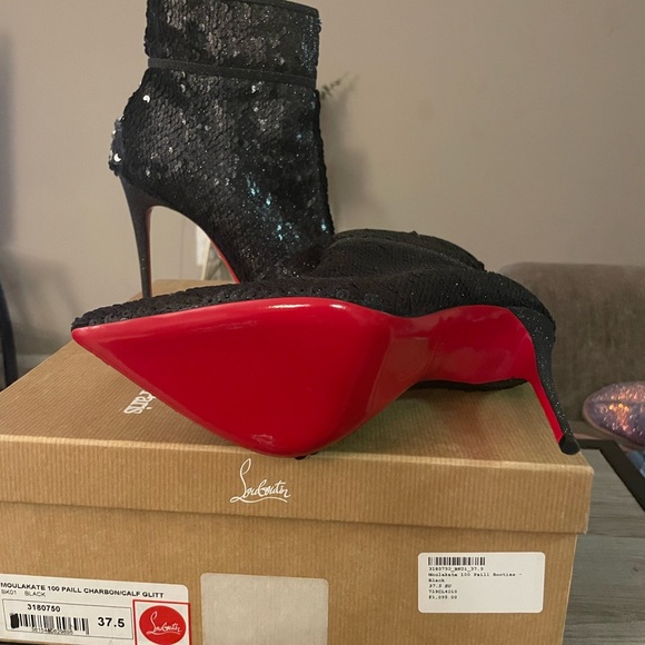 Christian Louboutin Black Moulakate 100 So Kate Sequin Glitter - Picture 2 of 4